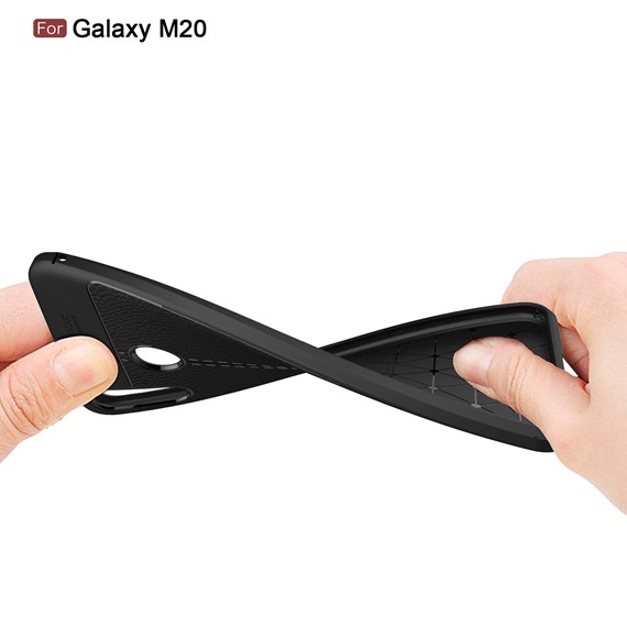 Microsonic Samsung Galaxy M20 Kılıf Deri Dokulu Silikon Kırmızı 3