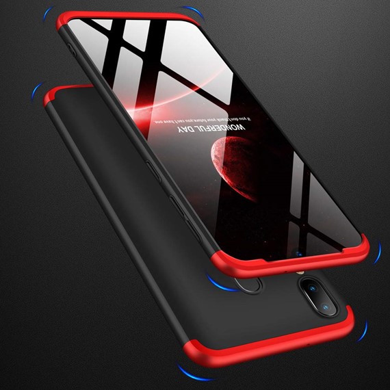 Microsonic Samsung Galaxy M20 Kılıf Double Dip 360 Protective Siyah Kırmızı 4