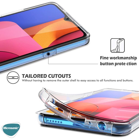 Microsonic Samsung Galaxy M21 Kılıf 6 tarafı tam full koruma 360 Clear Soft Şeffaf 4