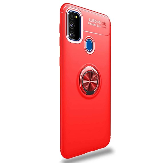 Microsonic Samsung Galaxy M21 Kılıf Kickstand Ring Holder Kırmızı 2