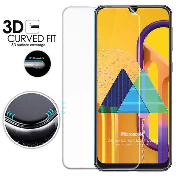 Microsonic Samsung Galaxy M21 Ön Arka Kavisler Dahil Tam Ekran Kaplayıcı Film 3