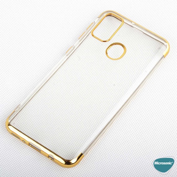 Microsonic Samsung Galaxy M21 Kılıf Skyfall Transparent Clear Gold 3