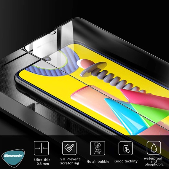 Microsonic Samsung Galaxy M21 Tam Kaplayan Temperli Cam Ekran Koruyucu Siyah 4