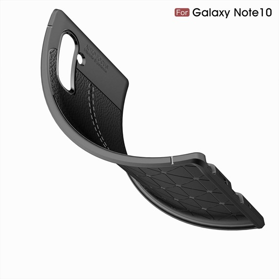 Microsonic Samsung Galaxy Note 10 Kılıf Deri Dokulu Silikon Siyah 3
