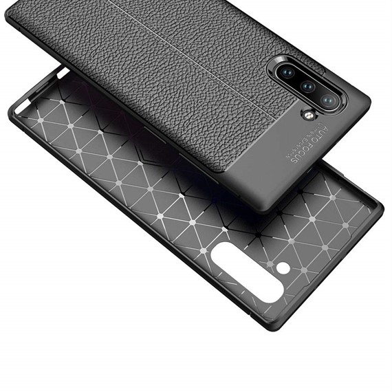 Microsonic Samsung Galaxy Note 10 Kılıf Deri Dokulu Silikon Siyah 5
