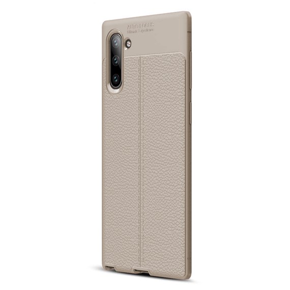 Microsonic Samsung Galaxy Note 10 Kılıf Deri Dokulu Silikon Gri 2