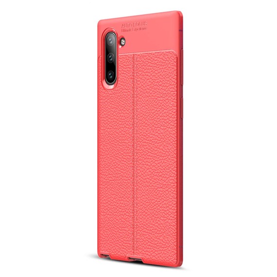 Microsonic Samsung Galaxy Note 10 Kılıf Deri Dokulu Silikon Kırmızı 2