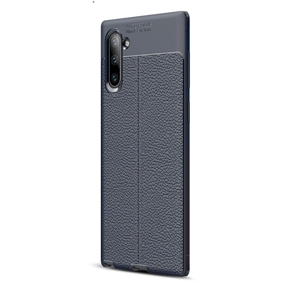 Microsonic Samsung Galaxy Note 10 Kılıf Deri Dokulu Silikon Lacivert 2