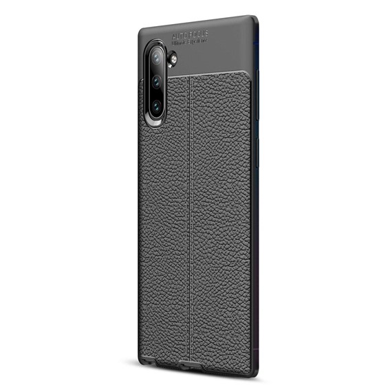 Microsonic Samsung Galaxy Note 10 Kılıf Deri Dokulu Silikon Siyah 2