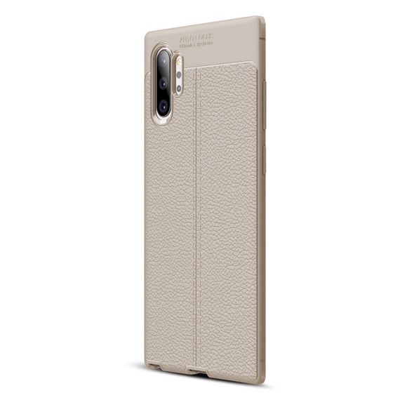 Microsonic Samsung Galaxy Note 10 Plus Kılıf Deri Dokulu Silikon Gri 2