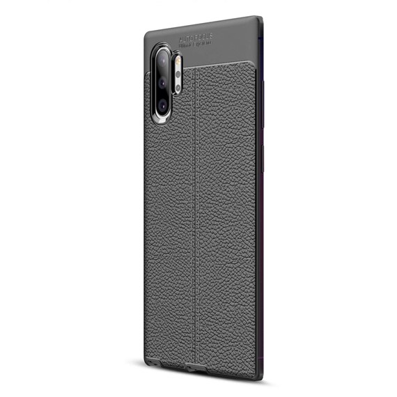 Microsonic Samsung Galaxy Note 10 Plus Kılıf Deri Dokulu Silikon Siyah 2