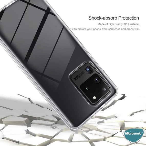 Microsonic Samsung Galaxy S20 Ultra Kılıf 6 tarafı tam full koruma 360 Clear Soft Şeffaf 4