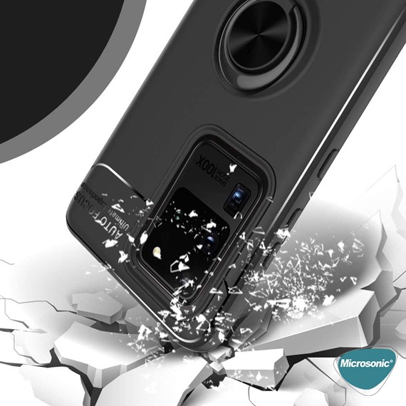 Microsonic Samsung Galaxy S20 Ultra Kılıf Kickstand Ring Holder Lacivert 3