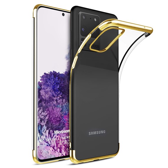 Microsonic Samsung Galaxy S20 Ultra Kılıf Skyfall Transparent Clear Gold 1