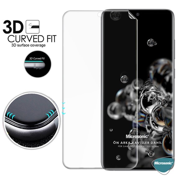 Microsonic Samsung Galaxy S20 Ultra Ön Arka Kavisler Dahil Tam Ekran Kaplayıcı Film 3