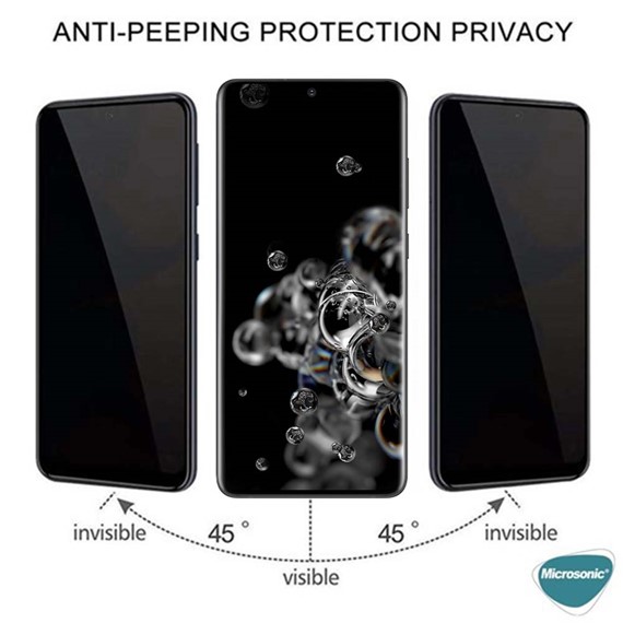 Microsonic Samsung Galaxy S20 Ultra Privacy 5D Gizlilik Filtreli Cam Ekran Koruyucu Siyah 2