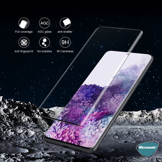 Microsonic Samsung Galaxy S20 Ultra Tam Kaplayan Temperli Cam Ekran Koruyucu Siyah 5