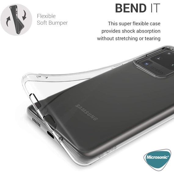 Microsonic Samsung Galaxy S20 Ultra Kılıf Transparent Soft Beyaz 3