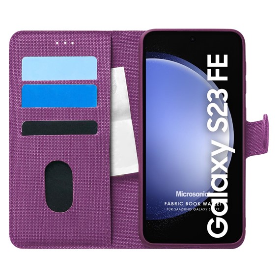 Microsonic Samsung Galaxy S23 FE Kılıf Fabric Book Wallet Mor 1