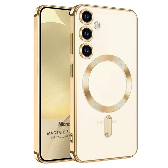 Microsonic Samsung Galaxy S23 FE Kılıf MagSafe Luxury Electroplate Gold 1