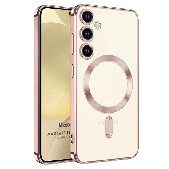 Microsonic Samsung Galaxy S23 FE Kılıf MagSafe Luxury Electroplate Rose Gold 1