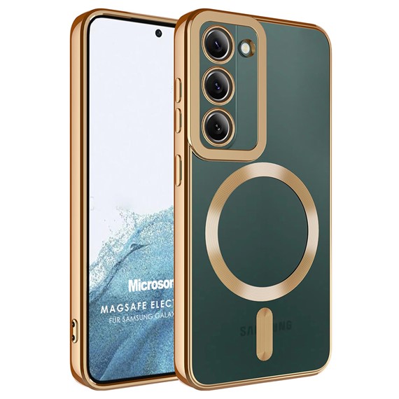 Microsonic Samsung Galaxy S22 Kılıf MagSafe Luxury Electroplate Gold 1