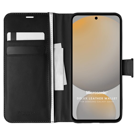 Microsonic Samsung Galaxy S24 FE Kılıf Delux Leather Wallet Siyah 1