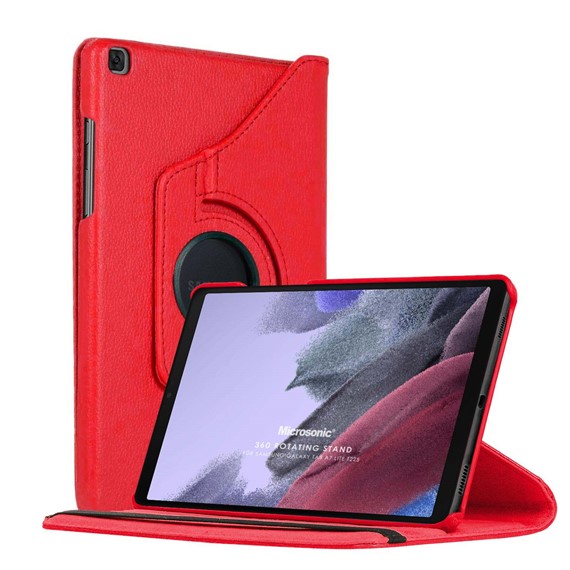Microsonic Samsung Galaxy Tab A7 Lite T225 Kılıf 360 Rotating Stand Deri Kırmızı 1
