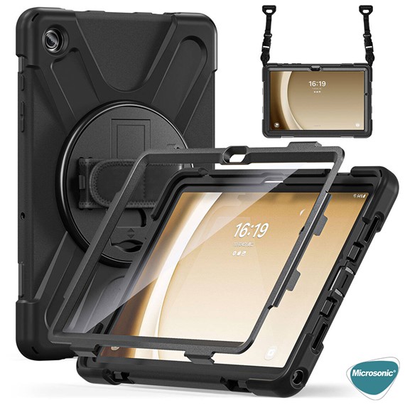 Microsonic Samsung Galaxy Tab A9 Plus Kılıf Heavy Defender Siyah 2