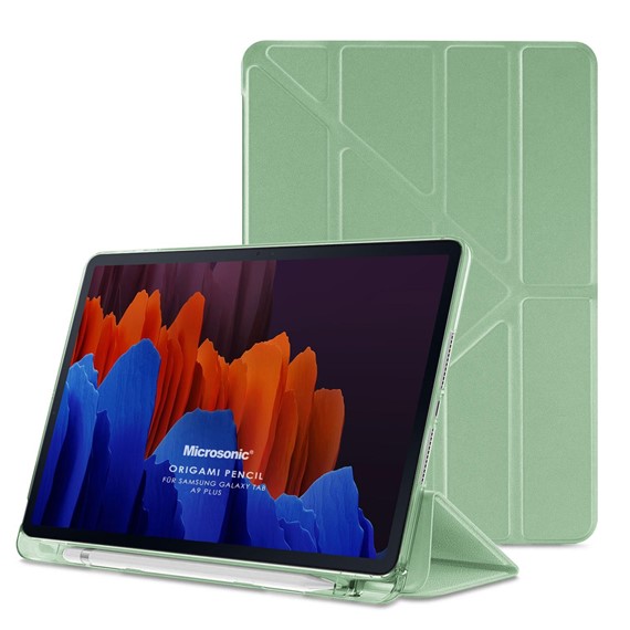 Microsonic Samsung Galaxy Tab A9 Plus Kılıf Origami Pencil Açık Yeşil 1