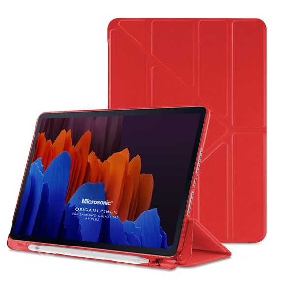Microsonic Samsung Galaxy Tab A9 Plus Kılıf Origami Pencil Kırmızı 1