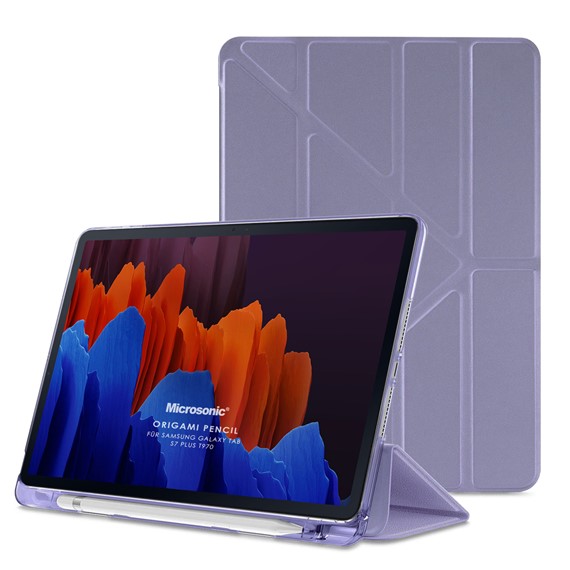 Microsonic Samsung Galaxy Tab S9 Plus X810 Kılıf Origami Pencil Lila 1
