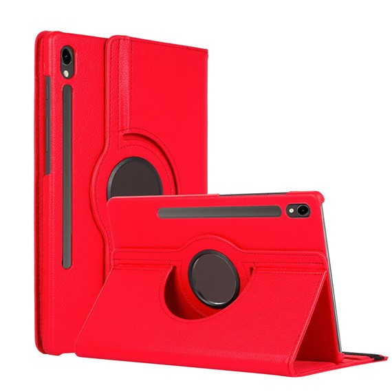 Microsonic Samsung Galaxy Tab S9 X710 Kılıf 360 Rotating Stand Deri Kırmızı 1