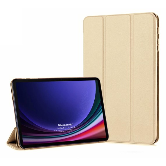 Microsonic Samsung Galaxy Tab S9 FE Kılıf Slim Translucent Back Smart Cover Gold 1