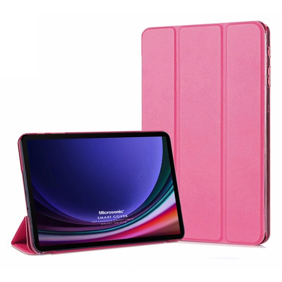 Microsonic Samsung Galaxy Tab S9 X710 Kılıf Slim Translucent Back Smart Cover Pembe 1