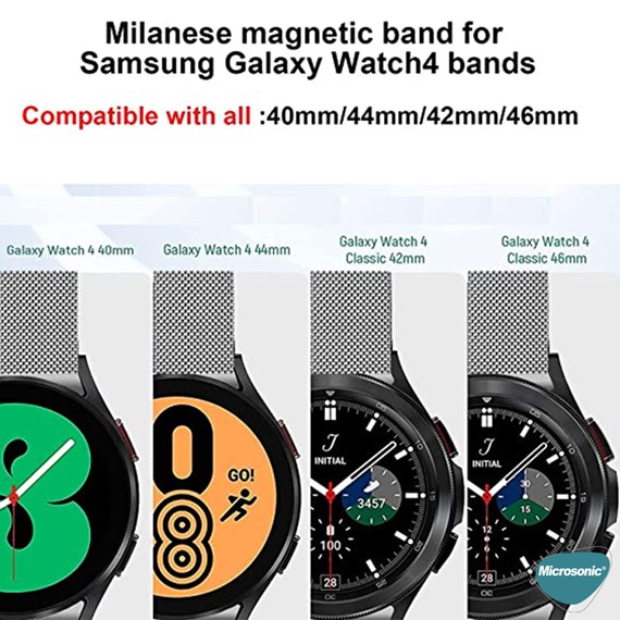 Microsonic Samsung Galaxy Watch 4 Classic 42mm Kordon Milano Loop Gümüş 5