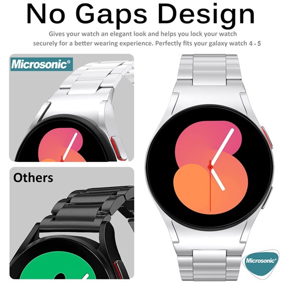 Microsonic Samsung Galaxy Watch 4 40mm Solid Steel Kordon Gümüş 5