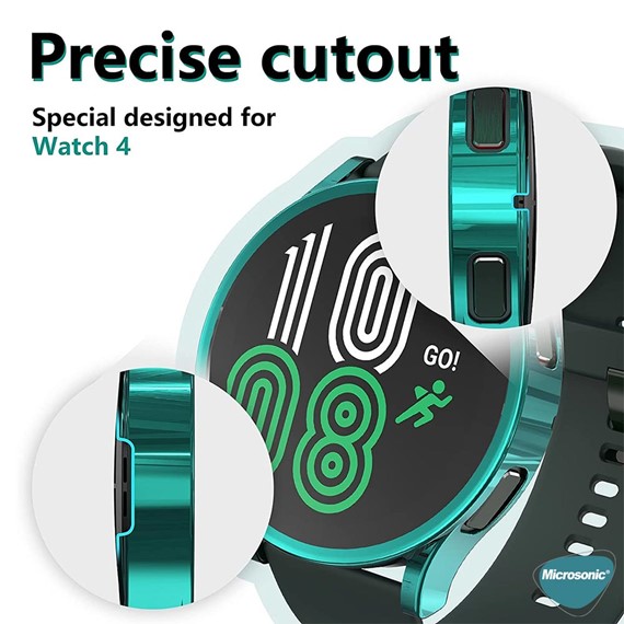 Microsonic Samsung Galaxy Watch 5 40mm Kılıf 360 Full Round Soft Silicone Koyu Yeşil 4
