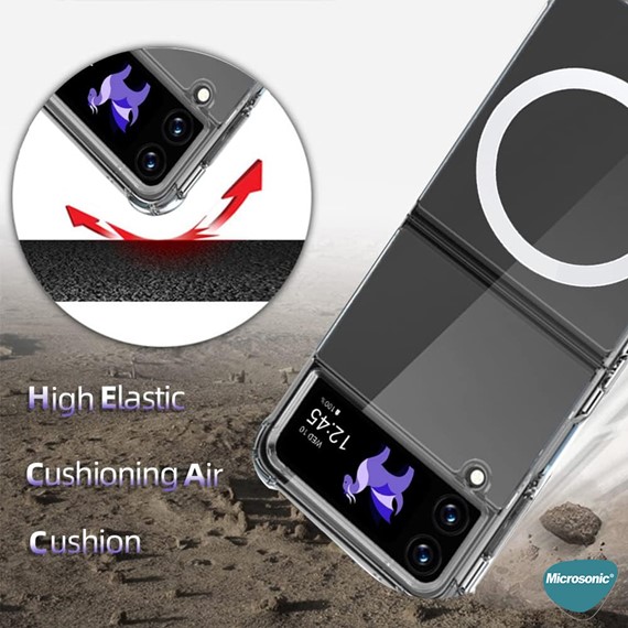 Microsonic Samsung Galaxy Z Flip 3 Kılıf MagSafe Clear Soft Şeffaf 4