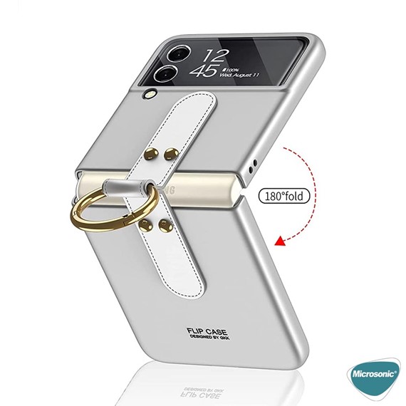 Microsonic Samsung Galaxy Z Flip 3 Kılıf Ring Fall Platinum Siyah 5