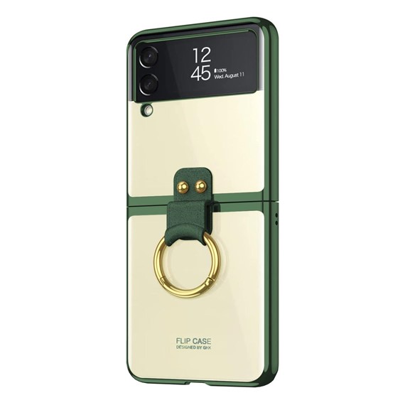 Microsonic Samsung Galaxy Z Flip 3 Kılıf Ring Loft Clear Koyu Yeşil 1