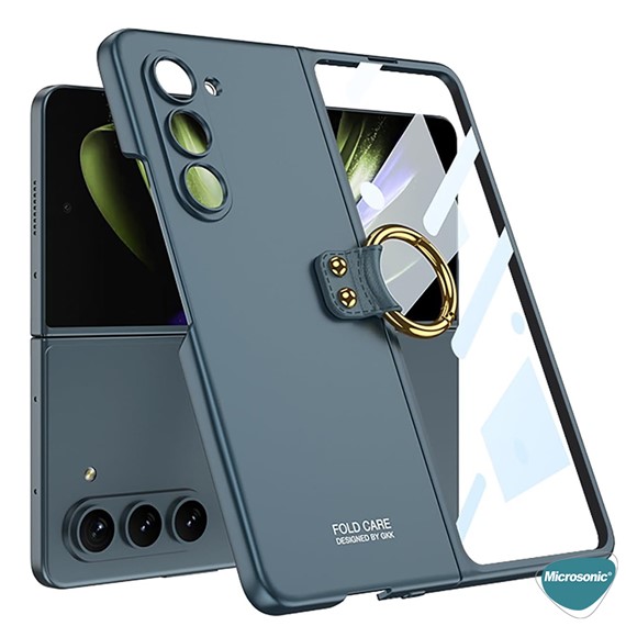 Microsonic Samsung Galaxy Z Fold 5 Kılıf Ring Fall Platinum Yeşil 2