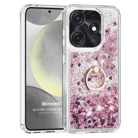 Microsonic TECNO Spark 10 Pro Kılıf Glitter Liquid Holder Pembe 1