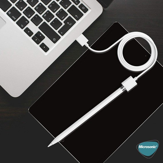Microsonic USB to Dişi Lightning iPhone Kablo Apple Pencil için USB Şarj Kablosu Beyaz 5