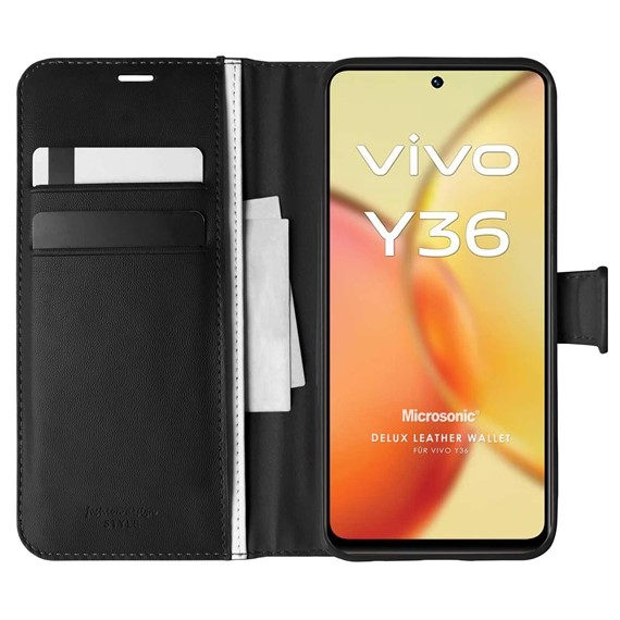 Microsonic Vivo Y36 Kılıf Delux Leather Wallet Siyah 1