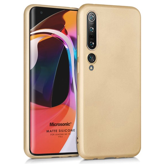 Microsonic Matte Silicone Xiaomi Mi 10 Pro Kılıf Gold 1