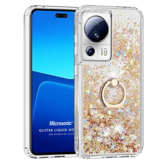 Microsonic Xiaomi Mi 13 Lite Kılıf Glitter Liquid Holder Gold 1