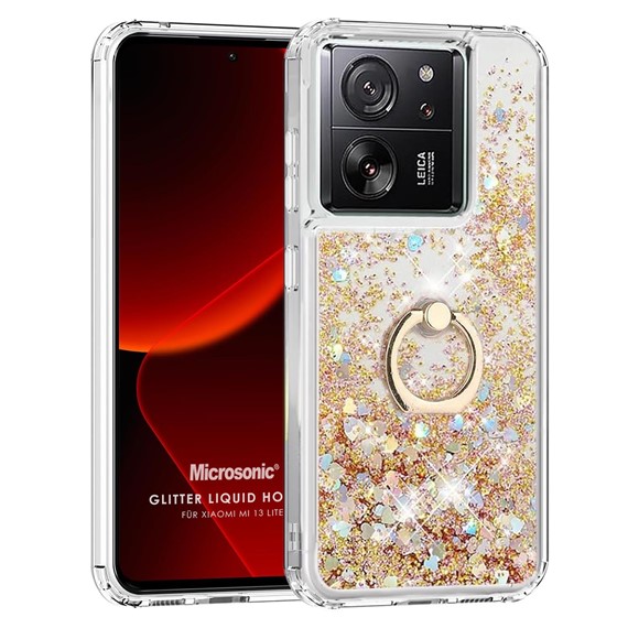 Microsonic Xiaomi Mi 13T Pro Kılıf Glitter Liquid Holder Gold 1