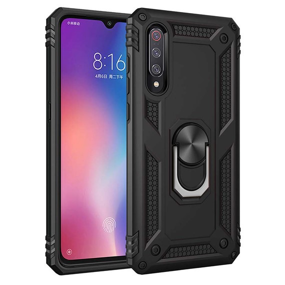 Microsonic Xiaomi Mi 9 Kılıf Military Ring Holder Siyah 1