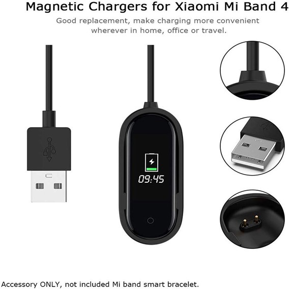 Microsonic Xiaomi Mi Band 4 USB Şarj Aleti Siyah 4